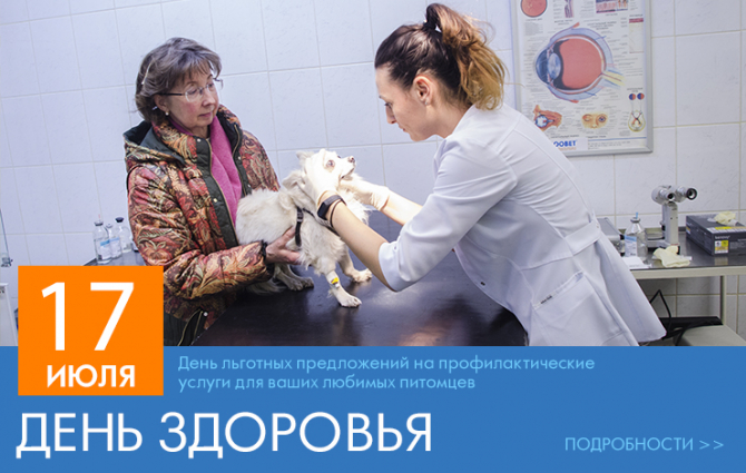 День здоровья в Ветеринарном центре «Зоовет» - 17 июля